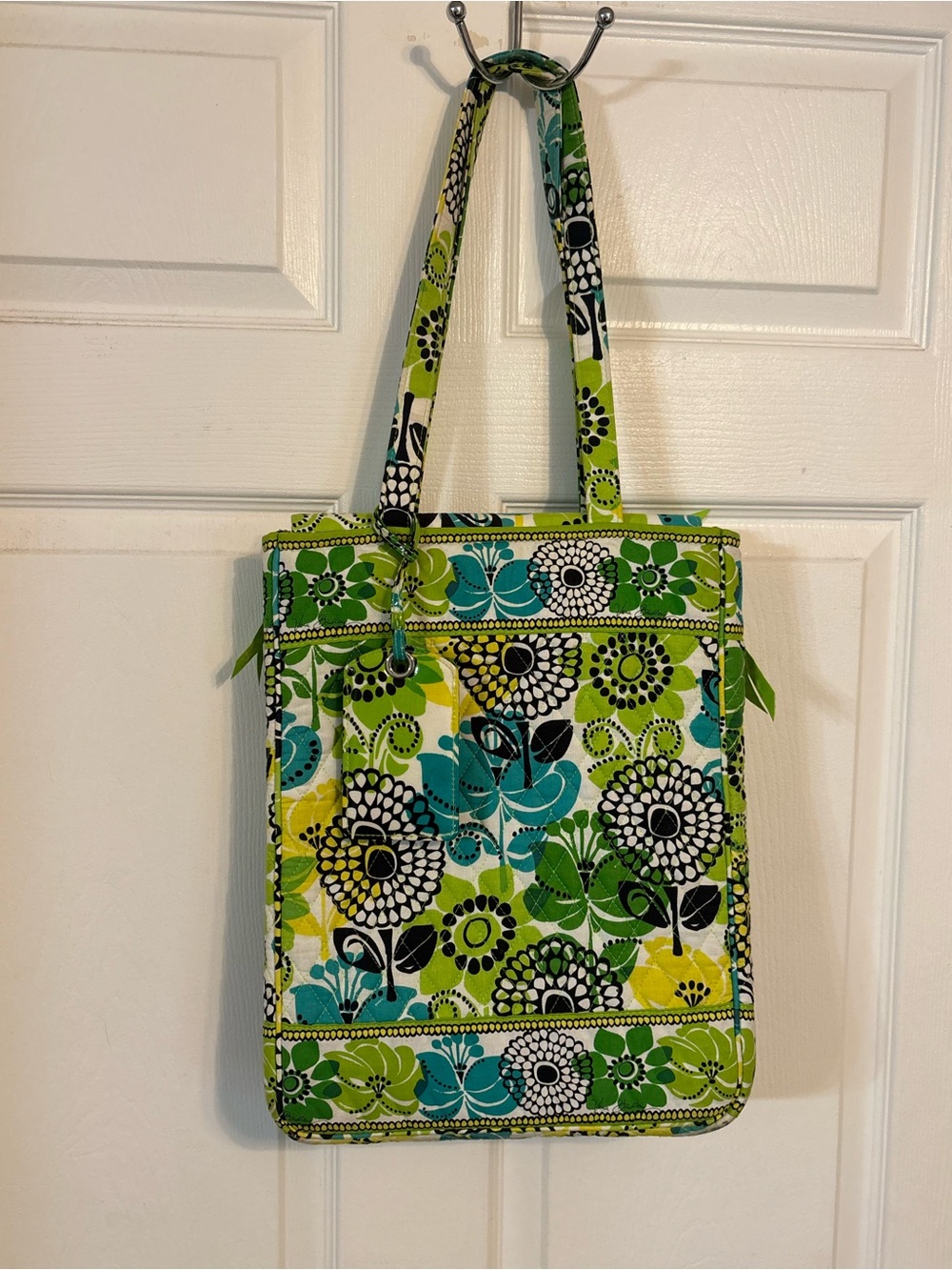Vera Bradley Green Floral Quilted Commuter Tote Bag